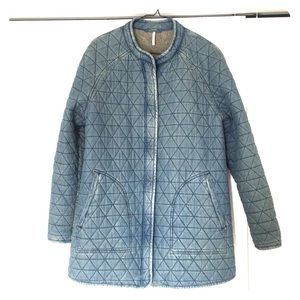 Free People Quilted Chambray Jacket - Sz Small
